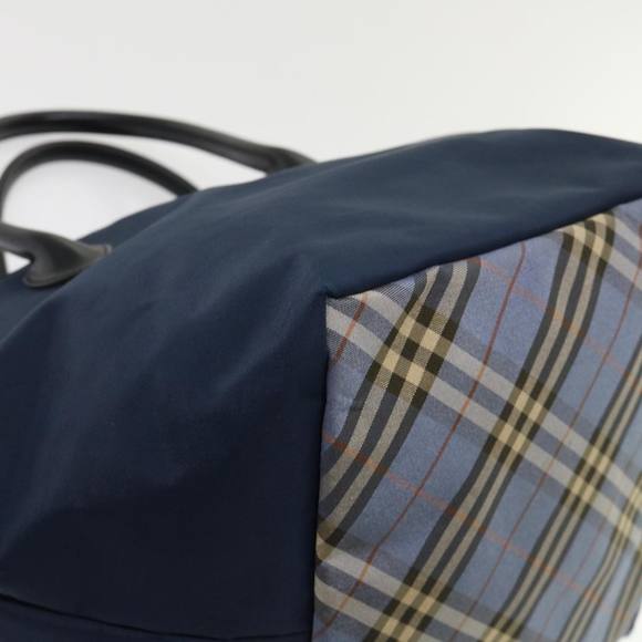 BURBERRY Nova Check Blue Label Tote Bag Nylon Navy Auth cl626 - Picture 16 of 16